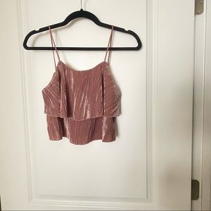Zara Tops Zara Pink Velvet Crop Top Poshmark